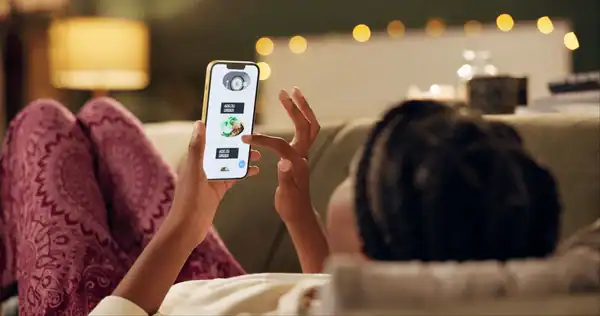 Woman pressing phone