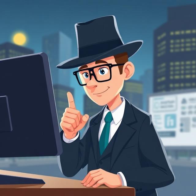 animation of a detective in suit and a hat